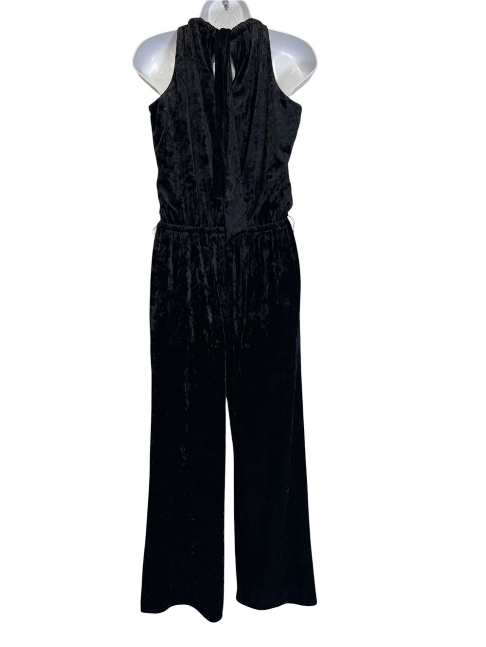 Trina Turk Black Velvet Party Halter Wide-Leg Jumpsuit SzS NWT FLAWED NO BELT - Picture 6 of 12